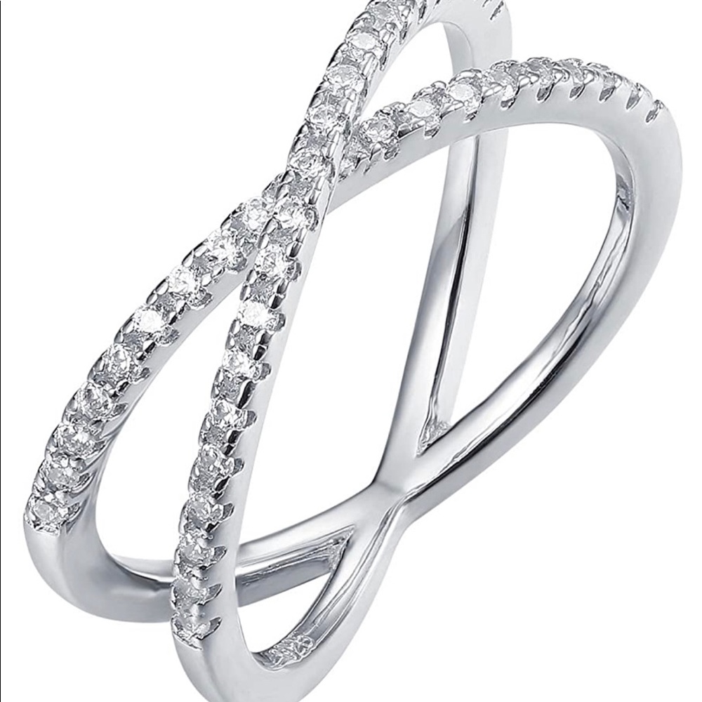 14K white gold plated X ring